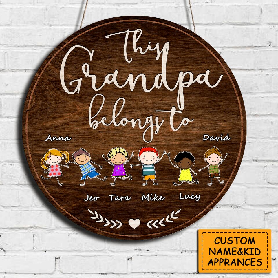 “ This Grandpa Belongs to ”- Personalized Wooden Wall Sign