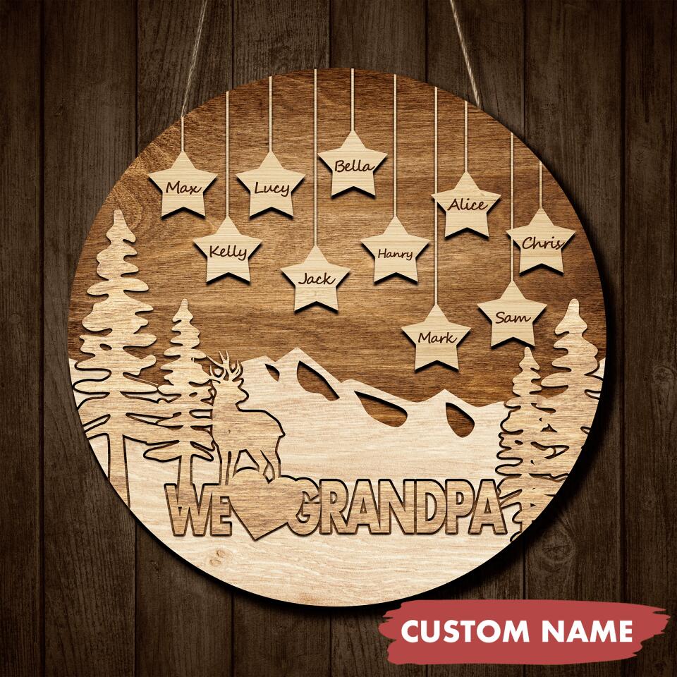 Personalized Family Wooden Wall Sign, Gift for Grandpa&Parent