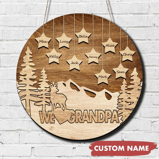 Personalized Family Wooden Wall Sign, Gift for Grandpa&Parent