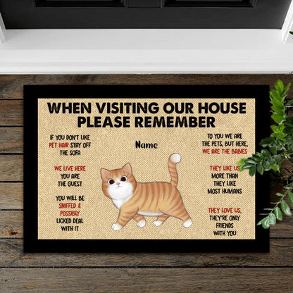 When Visiting Our House - Personalized Funny Cats Decorative Door Mat