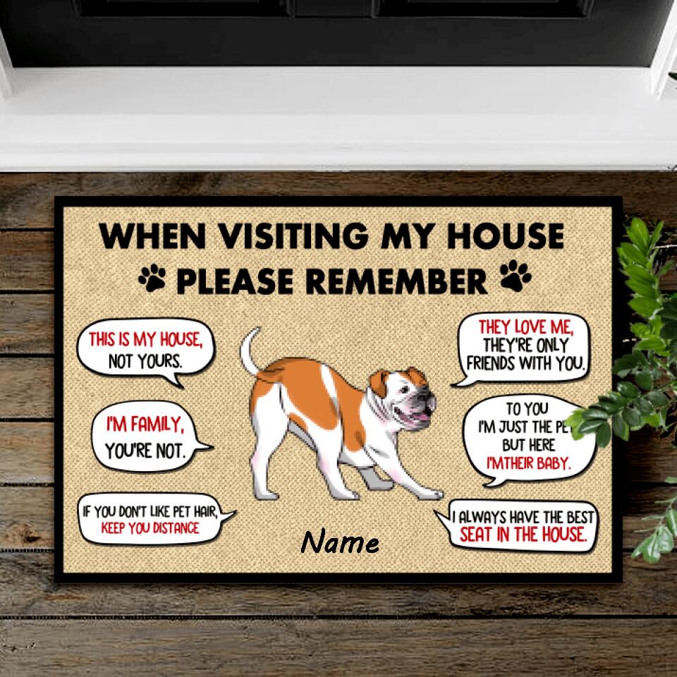 When Visiting Our House,Please Remember - Personalized Funny Dogs Decorative Door Mat