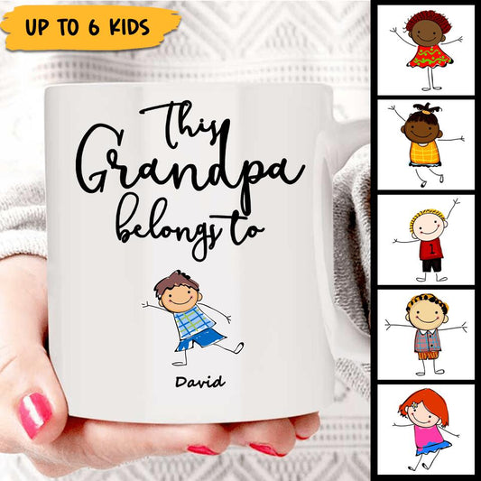 “ This Grandpa Belongs to ”- Personalized Custom Name&Kids Appearances Mug