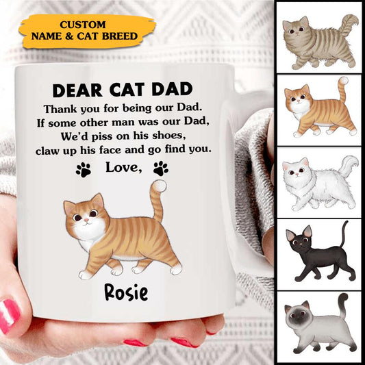 Dear Cat Dad - Personalized Cute Cats Custom Name & Cat Breed Mug