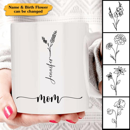Personalized Birth Flower Custom Name Mug (Up to 6 Kids)