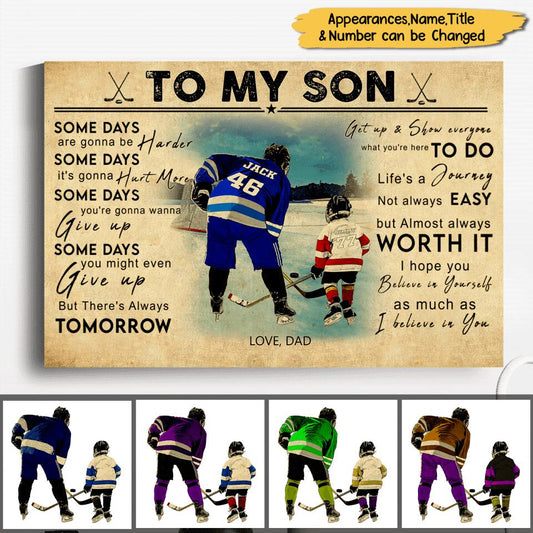 Personalized Ice Hockey Poster, Canvas, Gifts For Son With Custom Name, Number, Appearance & Landscape