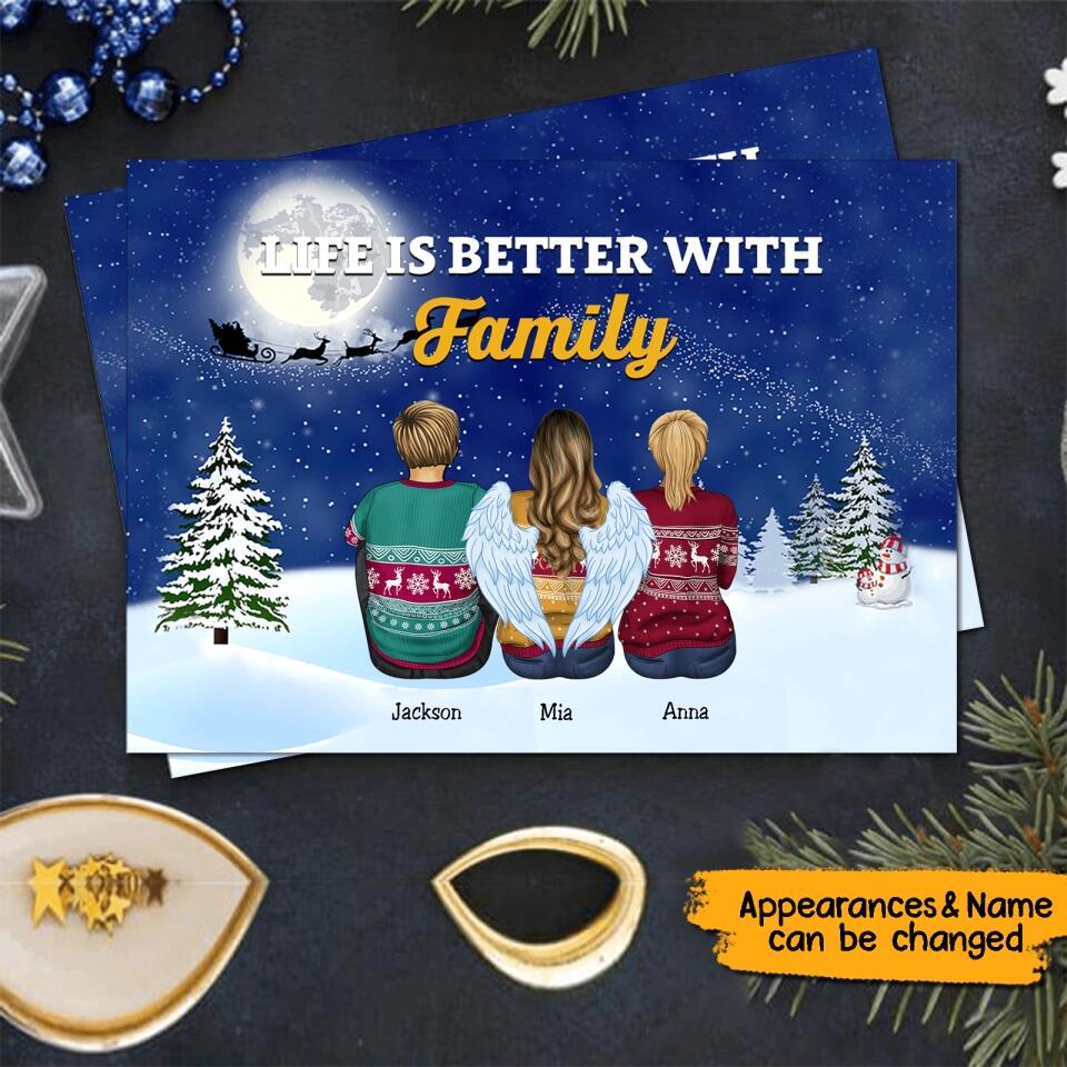 Life Is Better With Family - Personalize Christmas Postcard