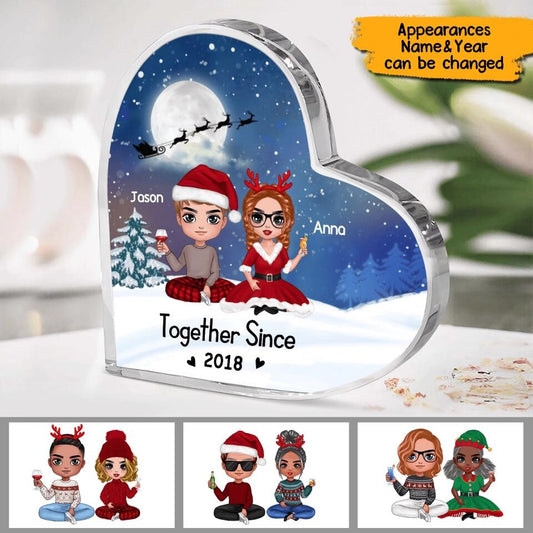 Personalized Couple Christmas Heart-Shaped Acrylic Plaque