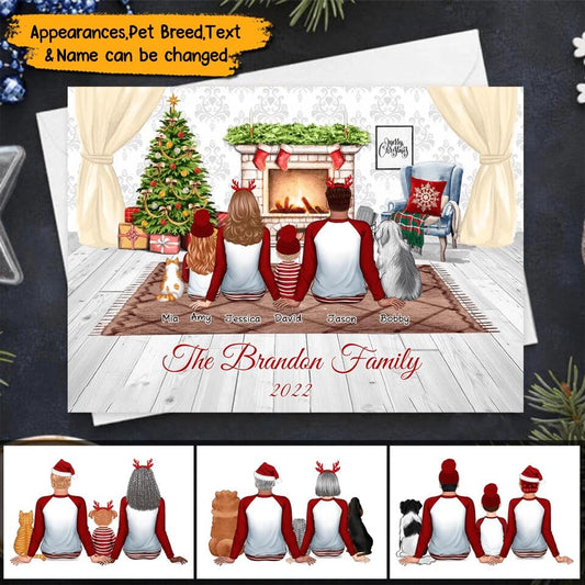 Custom Your Text-Personalized Couple Family In Living Room Christmas Postcard