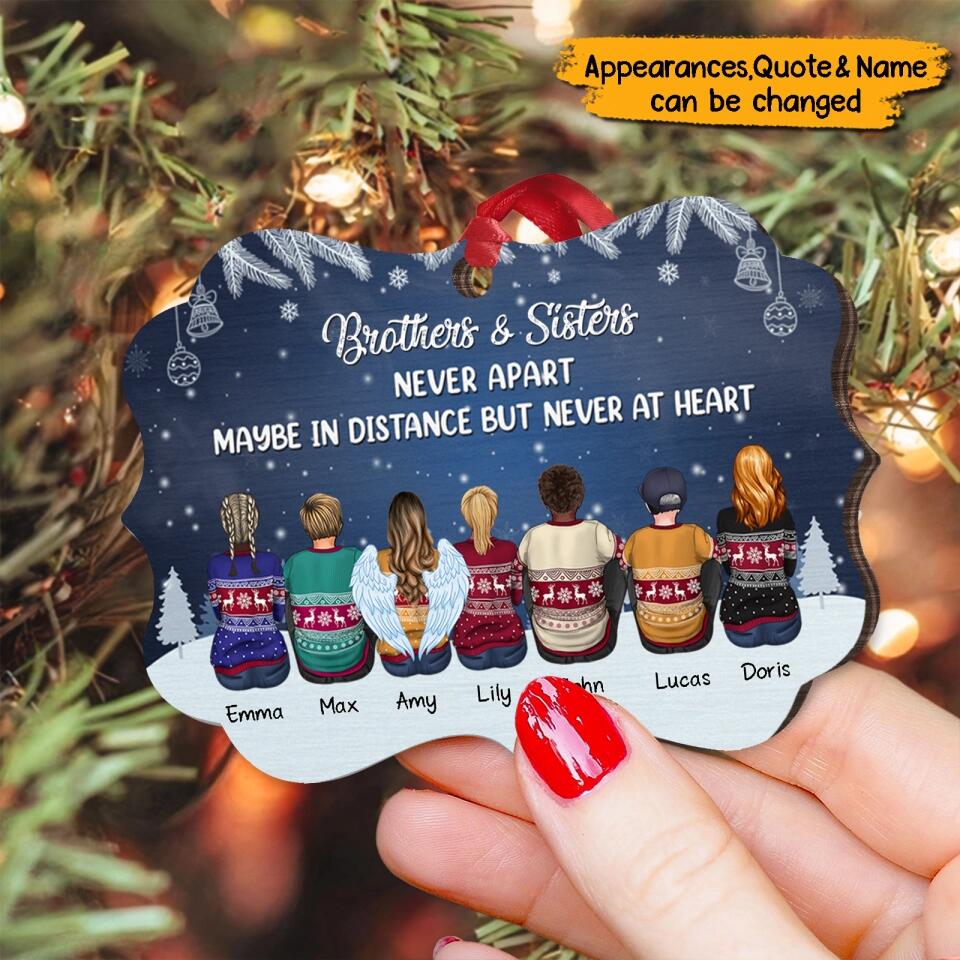 The Love Between Brother & Sister - Personalized Custom Benelux Shaped Wood Christmas Ornament