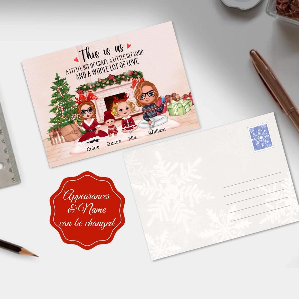 Personalized Family Christmas Postcard - This is Us - Gift for Family,Up to 4 Kids