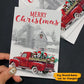 Personalized Red Truck Christmas Postcard For Dog Lovers