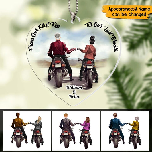Couples Who Ride Together Stay Together - Personalized Heart Shape Family Gift - For Motorcycle Couple