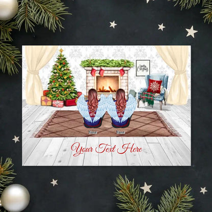 Custom Your Text-Personalized Family In Living Room Christmas Postcard