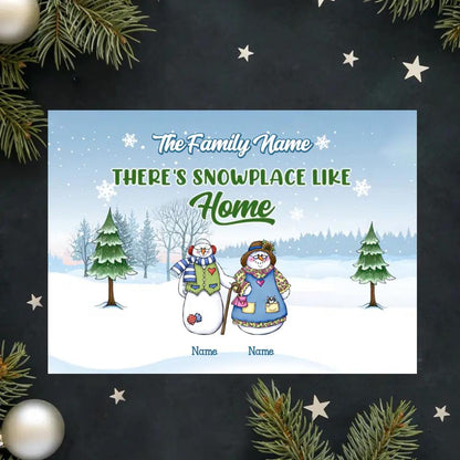 There's Snow Place Like Home-Personalized Snowman Family Christmas Postcard - Gift for Family