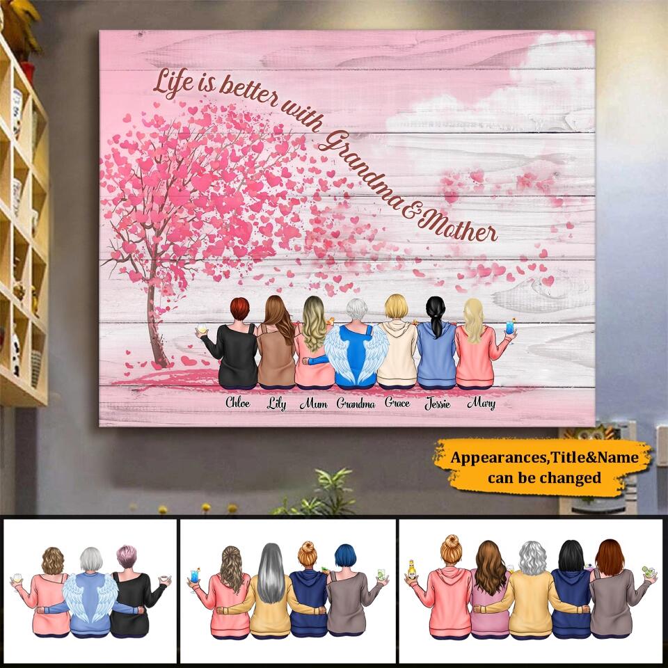 Personalized Grandma&Mother&Daughter Memorial Canvas - Christmas Gift For Grandma, Mother