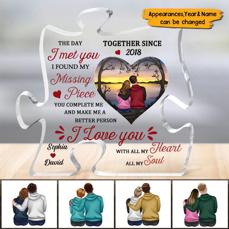 Personalized Desktop - Puzzle Acrylic Plaque - Gifts For Couple - The day I  met you (36391) Wedding Gifts 