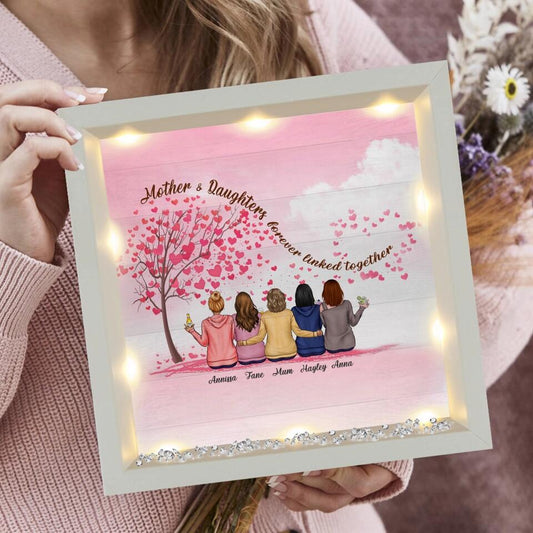 Mother & Daughters Forever Linked Together- Personalized  Light-Up Frame - Gift for Family