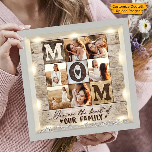 Home is where my Mom is - Personalized Upload Photo Collage Light-Up Frame, Best Gift For Mom
