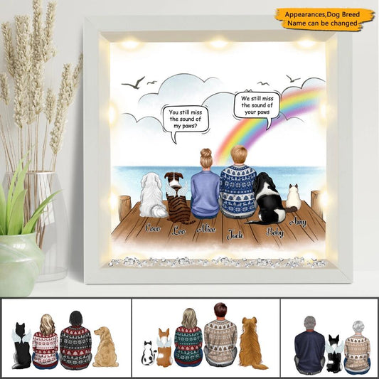 Personalized Couple Cat&Dog Memorial Light-Up Frame, Gift For Pet Lover