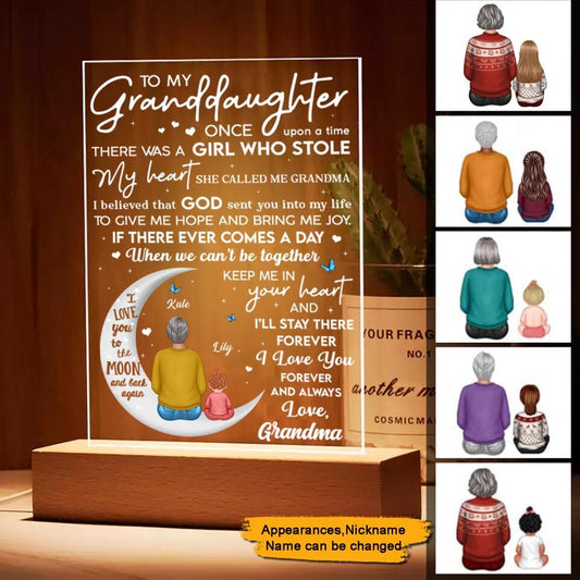 To My Granddaughter Grandma Personalized LED Night Light, Acrylic LED Lamp