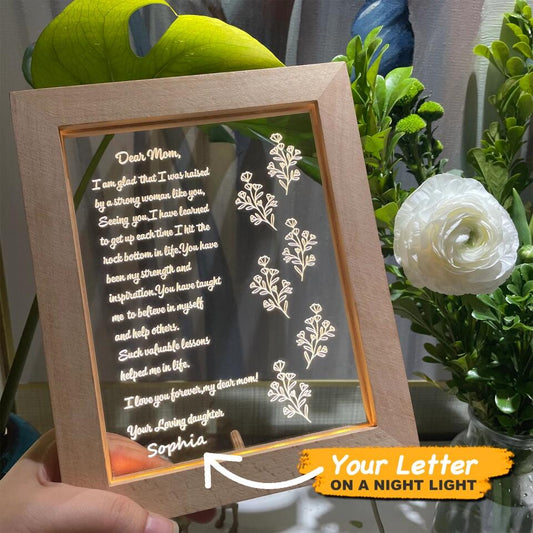 Personalized Engraved Hand-Written Letter Night Light - Gift for Mom