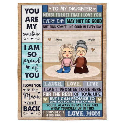 I Love You To The Moon And Back - Personalized Blanket - Loving Gift For Your Daughters