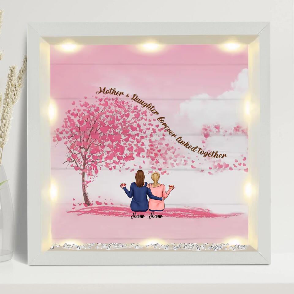 Mother & Daughters Forever Linked Together- Personalized  Light-Up Frame - Gift for Family