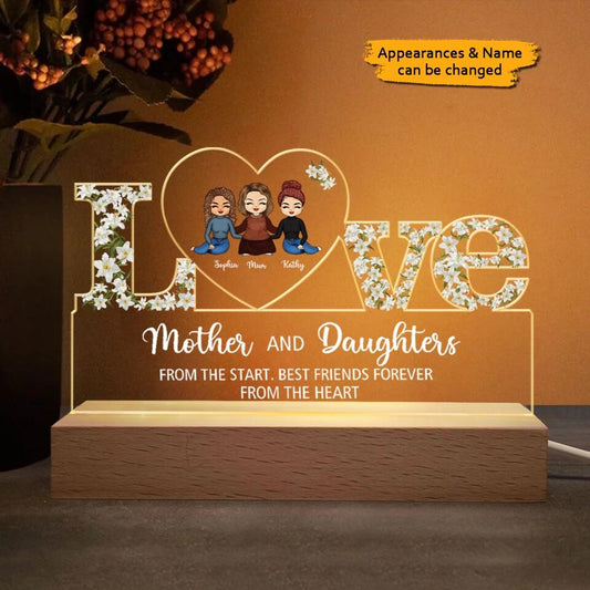 Mother & Children A Bond That Can't Be Broken - Personalized 3D LED Light Wooden Base - Birthday, Loving, Mother's Day Gift For Mother, Mom, Mum