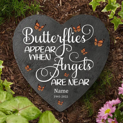 Butterflies Appear When Angels Are Near - Personalized Memorial Garden Stone