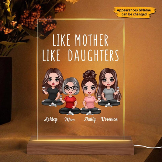 Like Mother Like Daughters - Personalized Acrylic LED Lamp Night Light - Gift For Mom