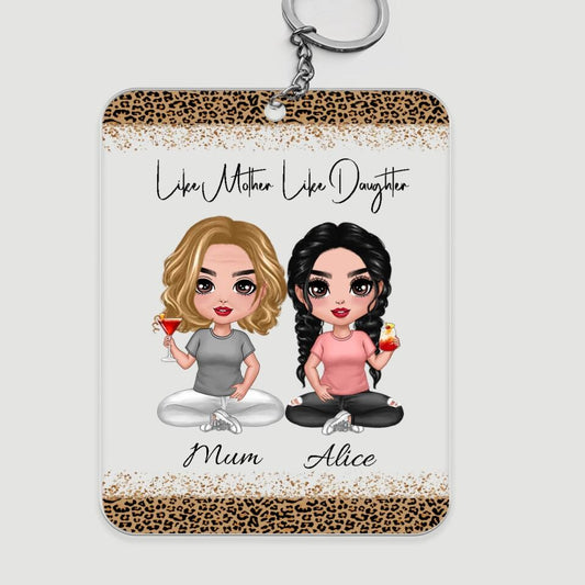 Like Mother Like Daughters Personalized leopard Acrylic Keychain - Gift for Mother's Day
