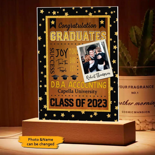 Congratulation Graduates - Personalized Custom 3D LED Light - Graduation, Birthday Gift For Graduate Students, Daughter & Son, Siblings