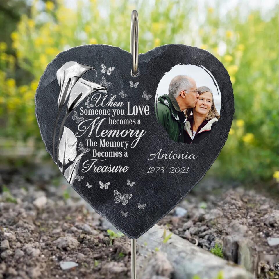 Custom Photo Personalized Memorial Garden Slate & Hook - Sympathy Gift