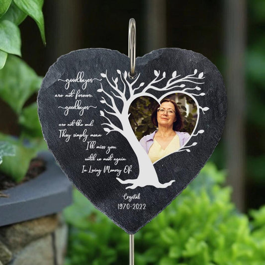 Custom Photo - Personalized Memorial Garden Slate & Hook - Sympathy Gift, Gift For Family Members