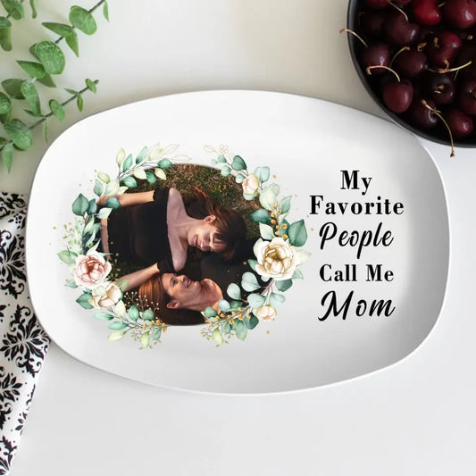 Mother's Day Gift - Custom Photo Text Personalized Platter - Gift For Mom,Grandma,Family