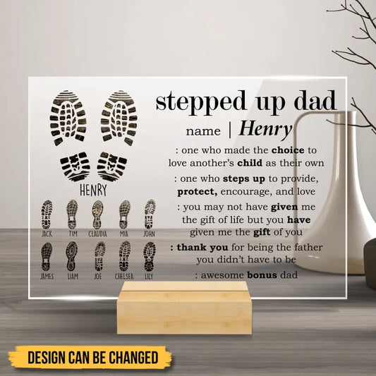 Shoes Print Stepped Up Dad Thank You - Personalized Acrylic Plaque - Best Gift For Father