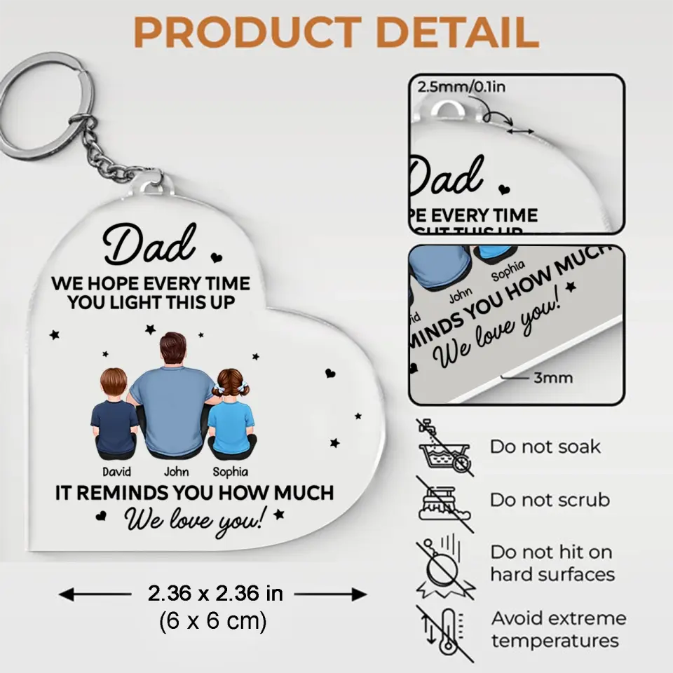 Dad, We Love You - Father‘s Day Gift Personalized Acrylic Keychain - Best Gift for Dad