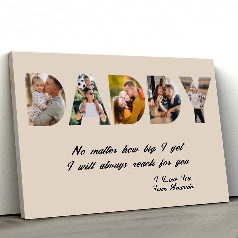 DADDY Custom Photo Canvas Gift, Father's Day Gift