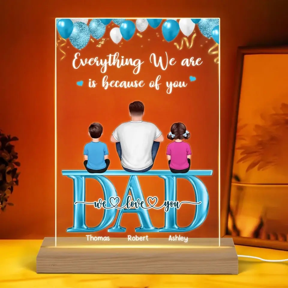 Best Dad Ever - Father,Children and Pet - Personalized Acrylic Plaque - Best Gift For Father