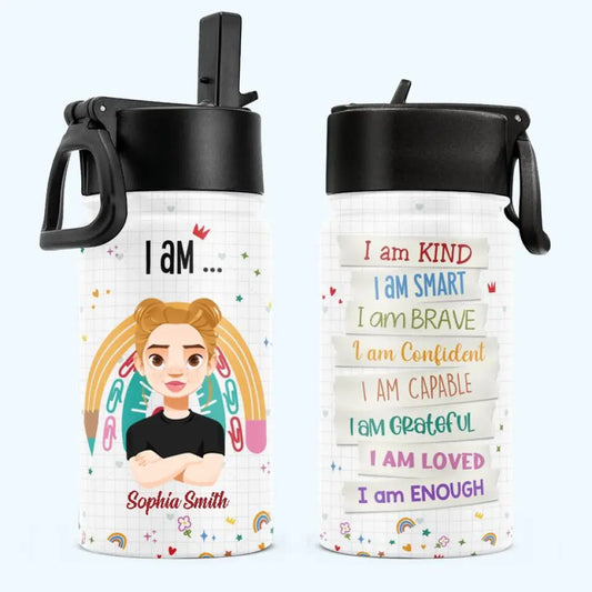 Smart Loved Brave - Personalized Kids Water Bottle With Straw Lid