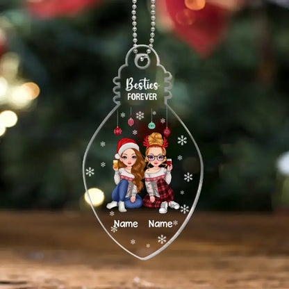 Doll Girls Christmas Gift For Besties Sisters Siblings Bulb Shaped Personalized Acrylic Ornament