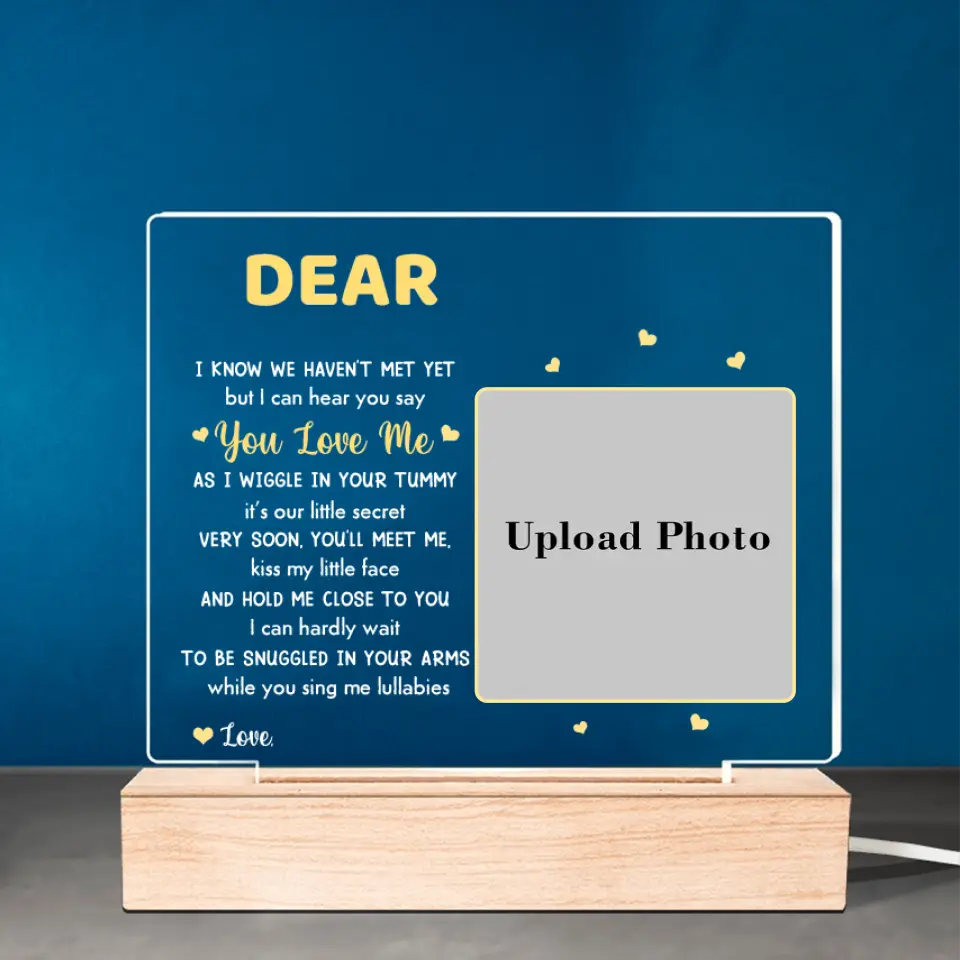 Custom Photo Very Soon, You'll Meet Me - Family Personalized Custom Rectangle Shaped 3D LED Light - Mother's Day, Baby Shower Gift, Gift For First Mom