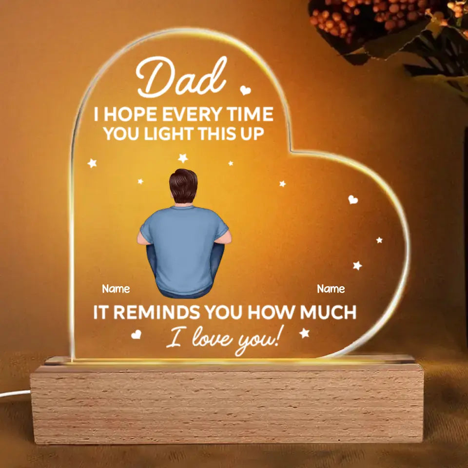 Dad We Love You - Personalized Custom Shape Acrylic Plaque LED Night Light - Father‘s Day Gift