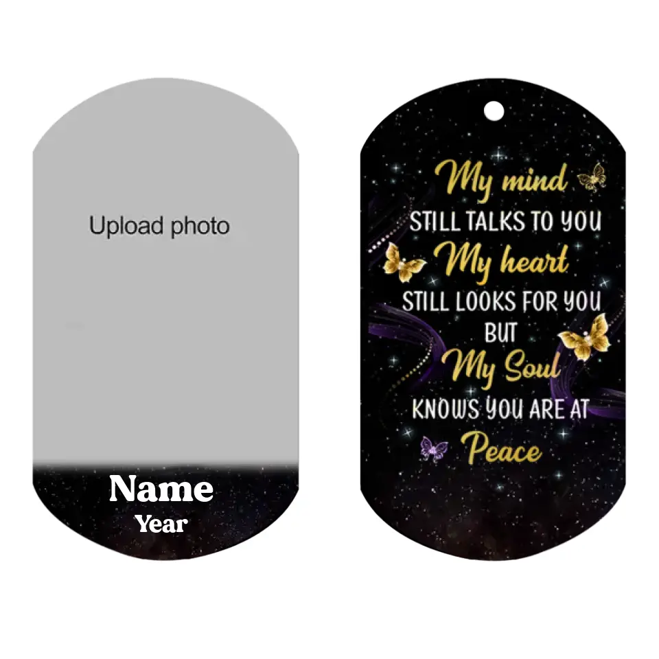 My Mind Still Talks To You Photo Inserted Glow Butterflies Memorial Sympathy Remembrance Keepsake Personalized Acrylic Keychain