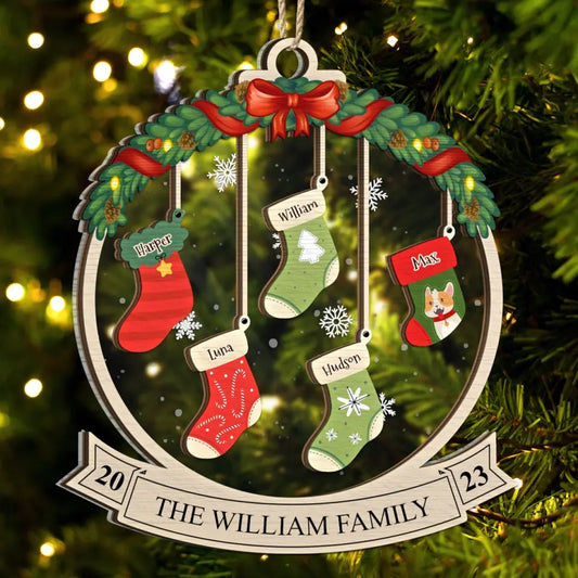 Family Christmas Stockings - Christmas Gift - Personalized 2-Layered Mix Ornament