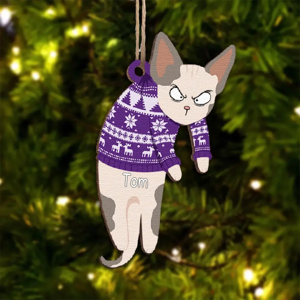 Meowy Christmas And Let The Chaos Ensue - Hanging Cats Personalized Custom Ornament - Christmas Gift For Pet Lovers