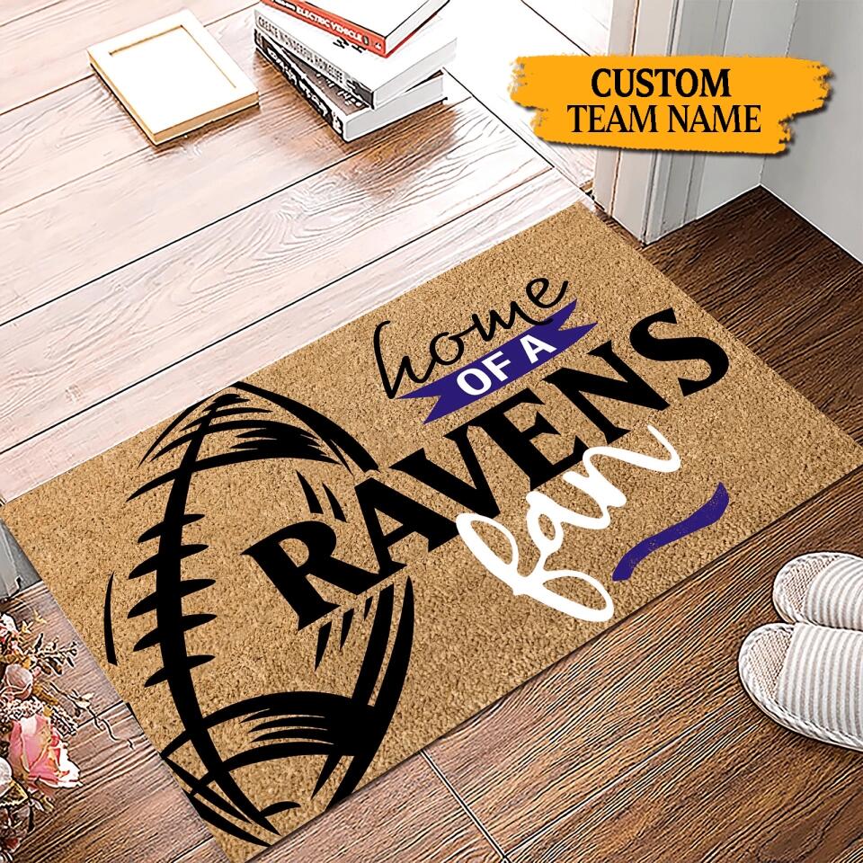 Personalized Football Home of A Ravens Fan Door Mat