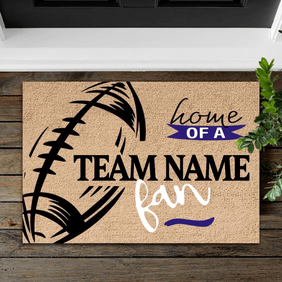 Personalized Football Home of A Ravens Fan Door Mat