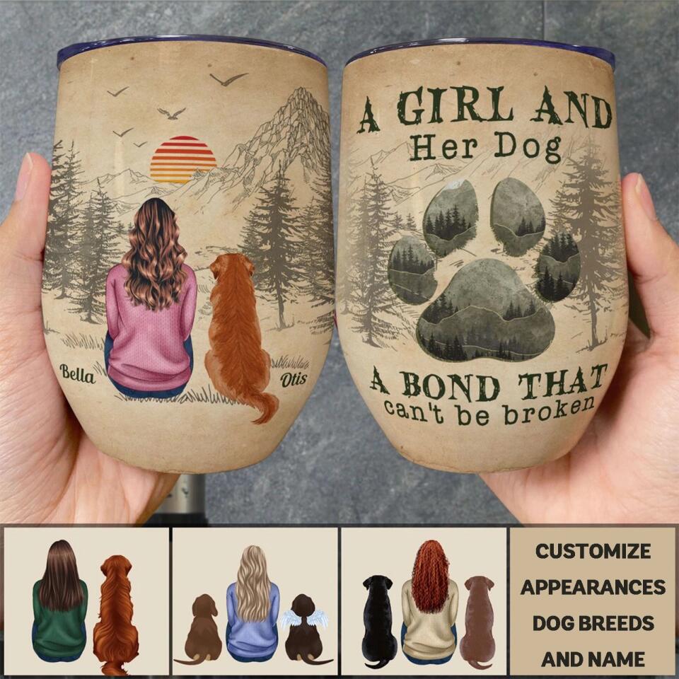 A Girl And Her Dogs - Personalized Wine Tumbler, Best Gift For Dog Lovers, Dog Mom
