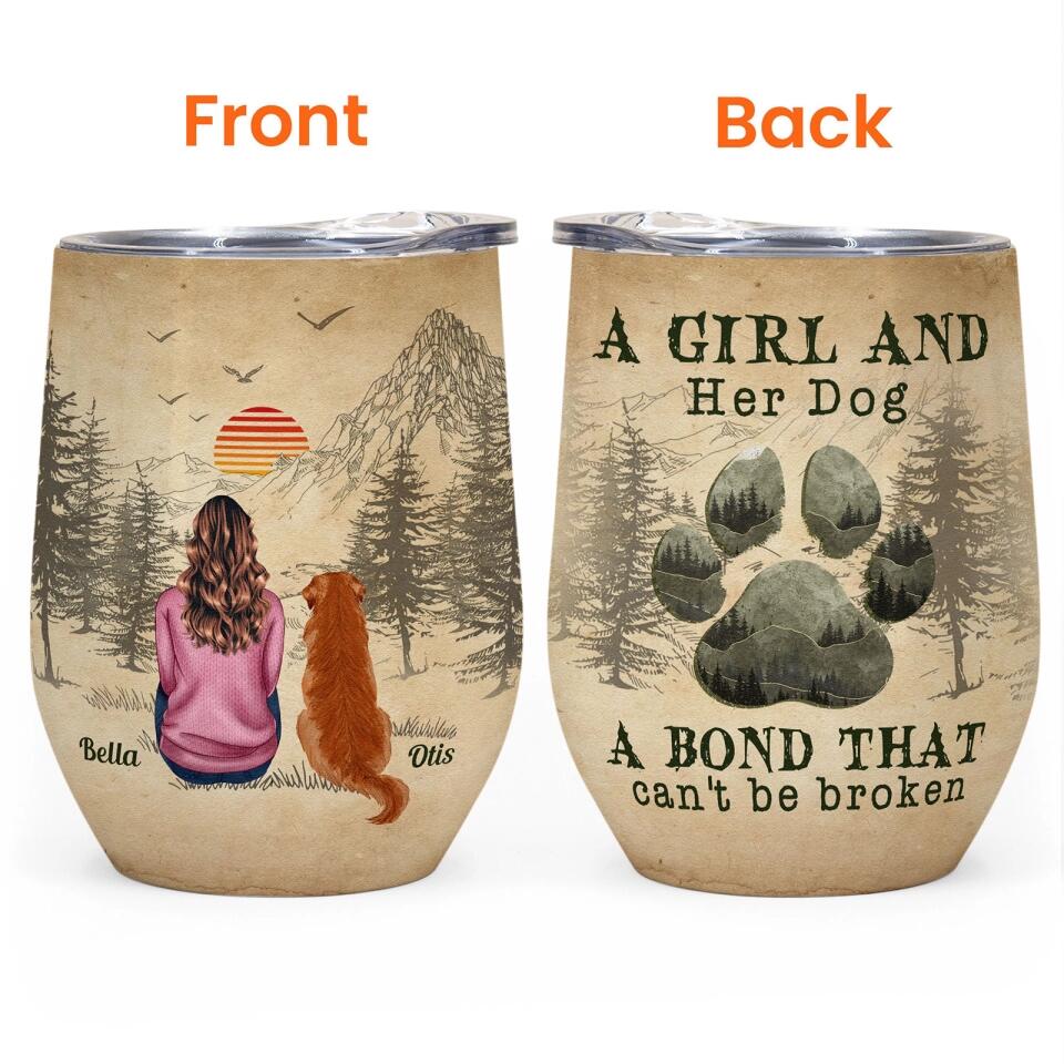 A Girl And Her Dogs - Personalized Wine Tumbler, Best Gift For Dog Lovers, Dog Mom